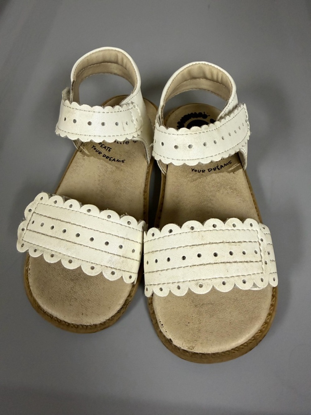 Livie & Luca Cream Scalloped Strap Sandals